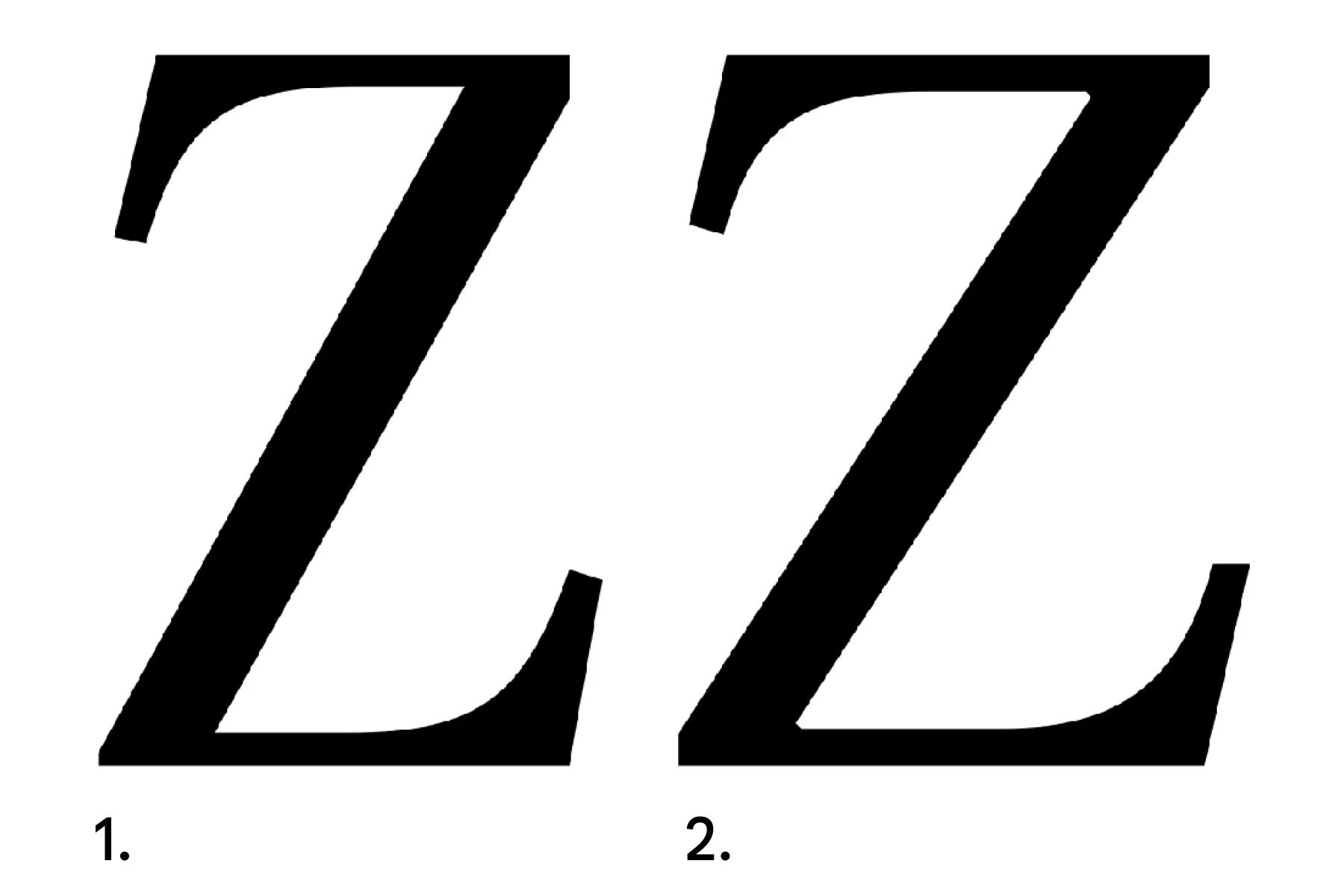 2 uppercase letter “Zs” in black